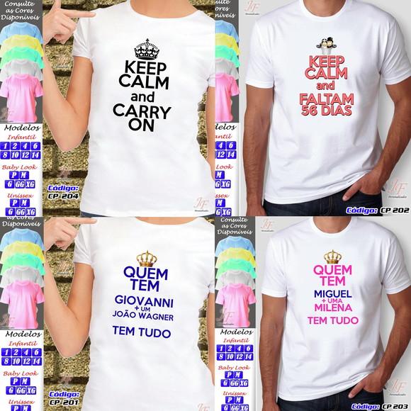 01 Camiseta Adulto Infantil Keep Calm Personalizada