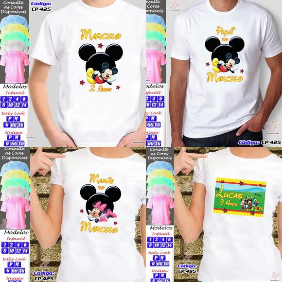 01 Camiseta adulto Infantil Mickey Mouse Personalizada