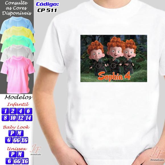 01 Camiseta Adulto Infantil Merida Valente Personalizada