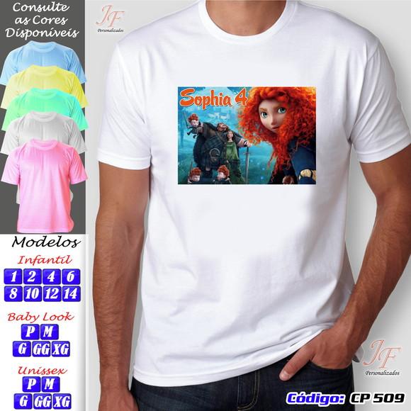 01 Camiseta Adulto Infantil Merida Valente Personalizada