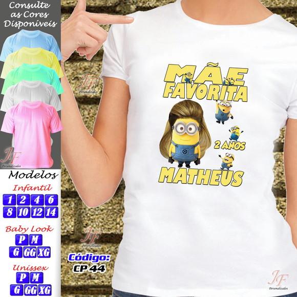 01 Camiseta Adulto Infantil Minions Personalizada