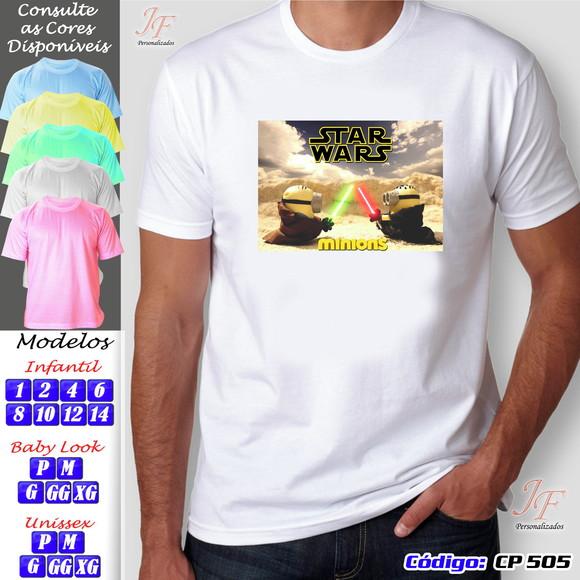 01 Camiseta Adulto Infantil Minions Star Wars Personalizada
