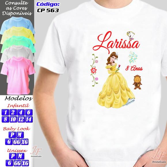 01 Camiseta Adulto Infantil Personalizada A Bela e a Fera