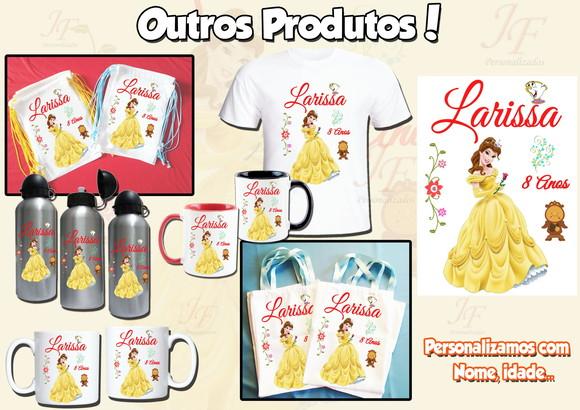 01 Camiseta Adulto Infantil Personalizada A Bela e a Fera