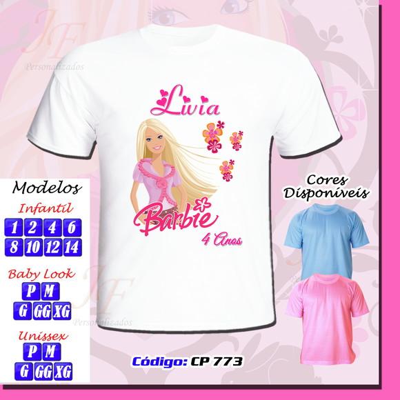 01 Camiseta Adulto Infantil Personalizada Barbie