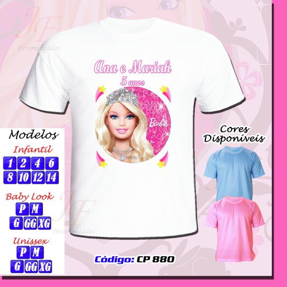 01 Camiseta Adulto Infantil Personalizada Barbie