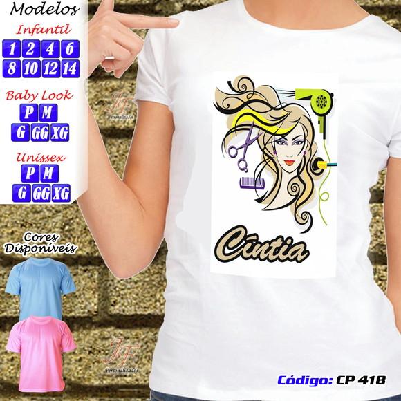 01 Camiseta Adulto Infantil Personalizada Cabeleireira