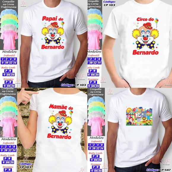 01 Camiseta Adulto Infantil Personalizada Circo