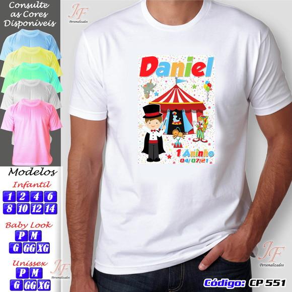 01 Camiseta Adulto Infantil Personalizada Circo