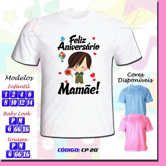 01 Camiseta Adulto Infantil Personalizada Feliz Aniversário
