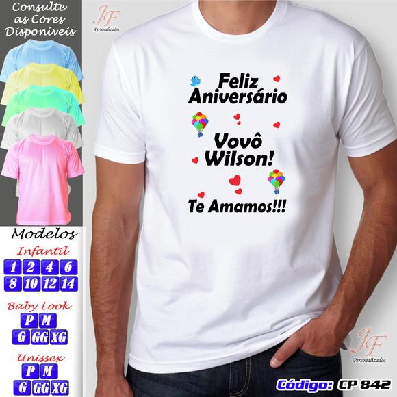 01 Camiseta Adulto Infantil Personalizada Feliz Aniversário
