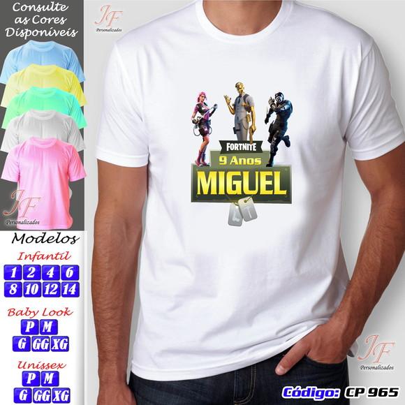 01 Camiseta Adulto Infantil Personalizada Fortnite