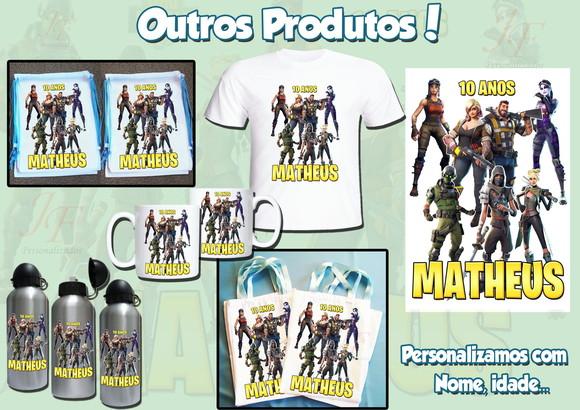 01 Camiseta Adulto Infantil Personalizada Fortnite