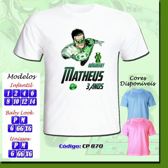 01 Camiseta Adulto Infantil Personalizada Lanterna Verde