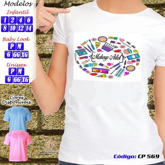 01 Camiseta Adulto Infantil Personalizada Maquiadora
