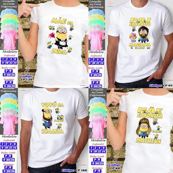 01 Camiseta Adulto Infantil Personalizada Minions