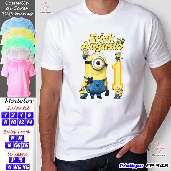 01 Camiseta Adulto Infantil Personalizada Minions
