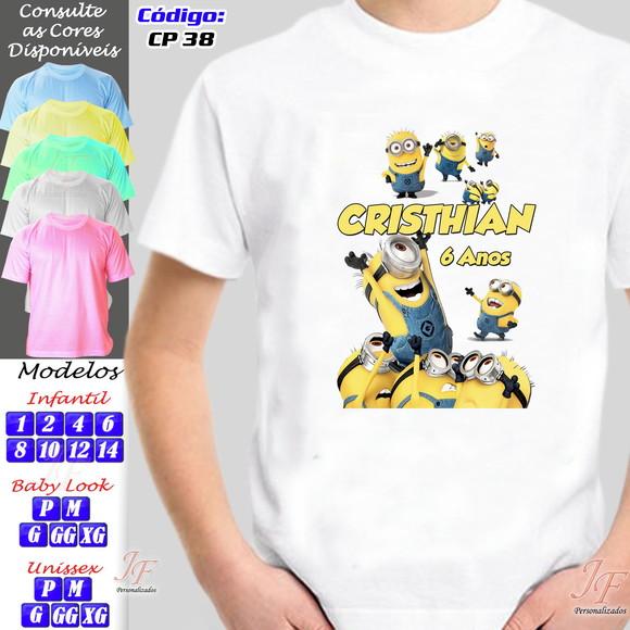 01 Camiseta Adulto Infantil Personalizada Minions