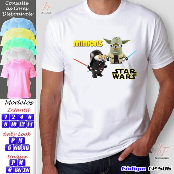 01 Camiseta Adulto Infantil Personalizada Minions Star Wars