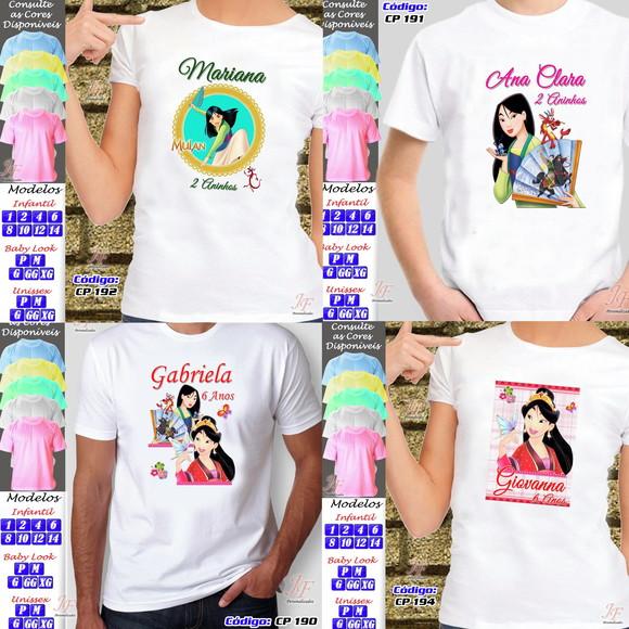 01 Camiseta Adulto Infantil Personalizada Mulan