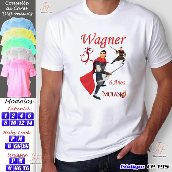01 Camiseta Adulto Infantil Personalizada Mulan