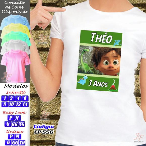 01 Camiseta Adulto Infantil Personalizada O Bom Dinossauro