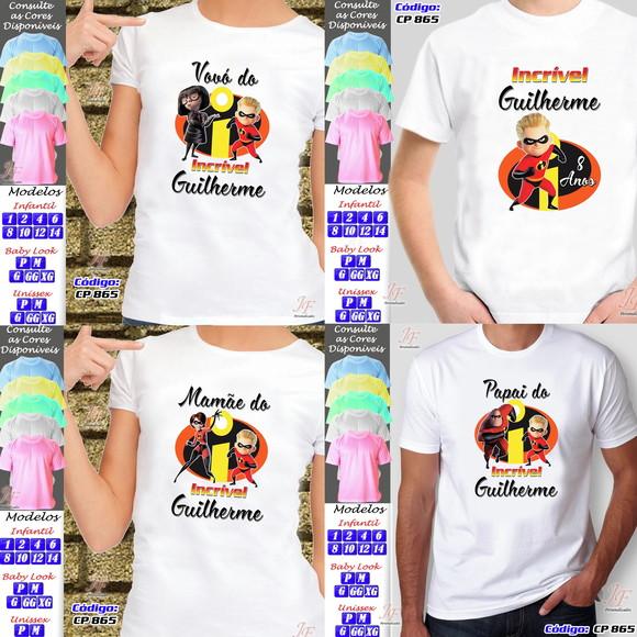 01 Camiseta Adulto Infantil Personalizada Os Incríveis