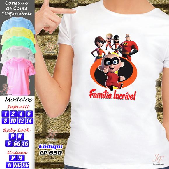 01 Camiseta Adulto Infantil Personalizada Os Incríveis