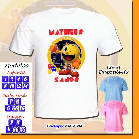 01 Camiseta Adulto Infantil Personalizada PacMan