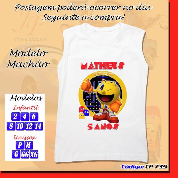 01 Camiseta Adulto Infantil Personalizada PacMan