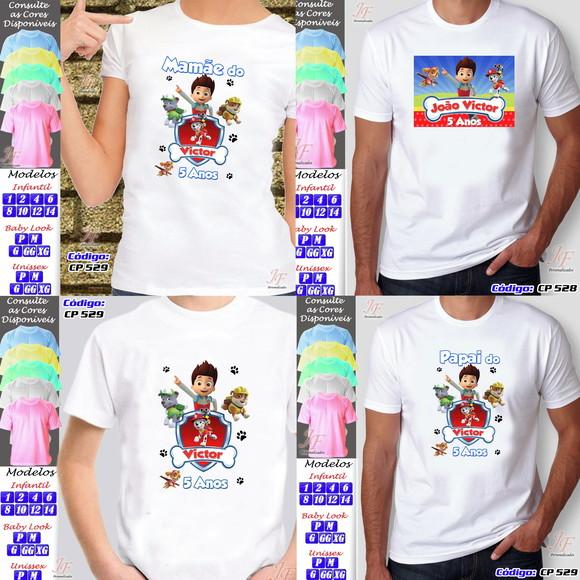 01 Camiseta Adulto Infantil Personalizada Patrulha Canina