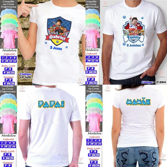 01 Camiseta Adulto Infantil Personalizada Patrulha Canina