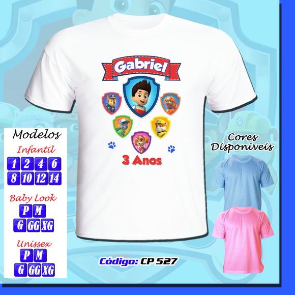 01 Camiseta Adulto Infantil Personalizada Patrulha Canina