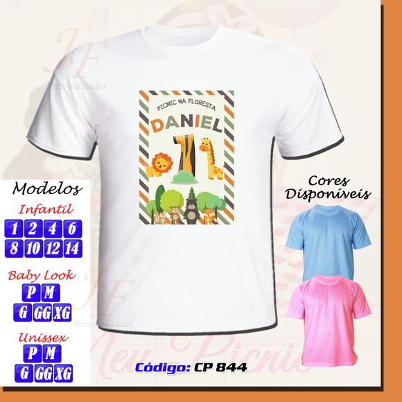 01 Camiseta Adulto Infantil Personalizada Picnic na Floresta