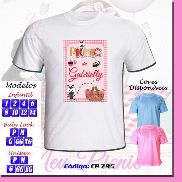 01 Camiseta Adulto Infantil Personalizada Picnic na Floresta