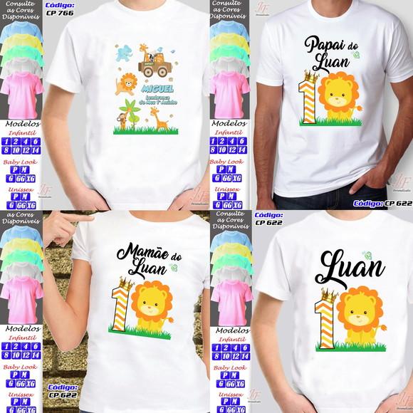 01 Camiseta Adulto Infantil Personalizada Safari