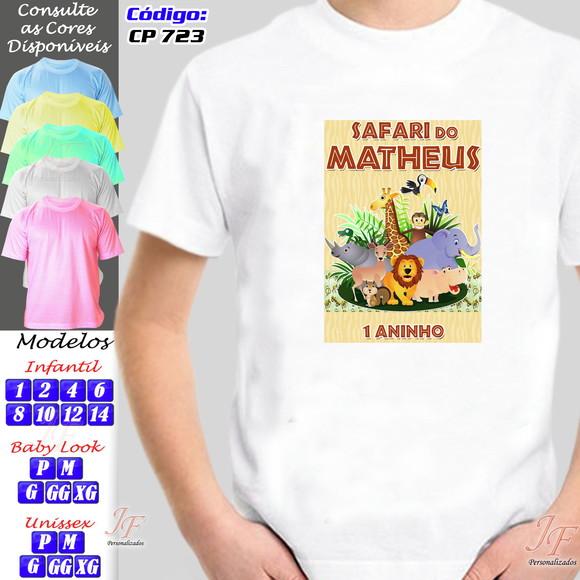 01 Camiseta Adulto Infantil Personalizada Safari