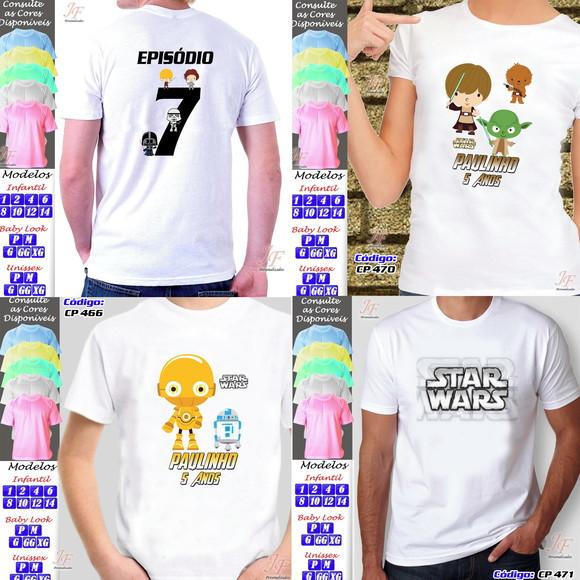 01 Camiseta Adulto Infantil Personalizada Star Wars