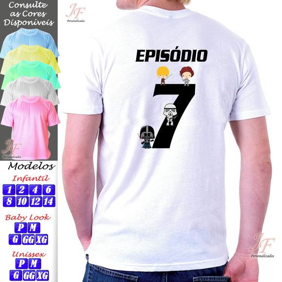01 Camiseta Adulto Infantil Star Wars Personalizada
