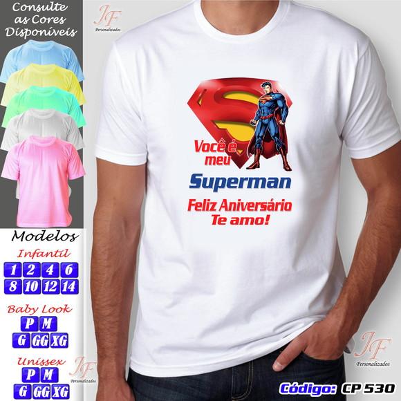 01 Camiseta Adulto Infantil Superman Personalizada