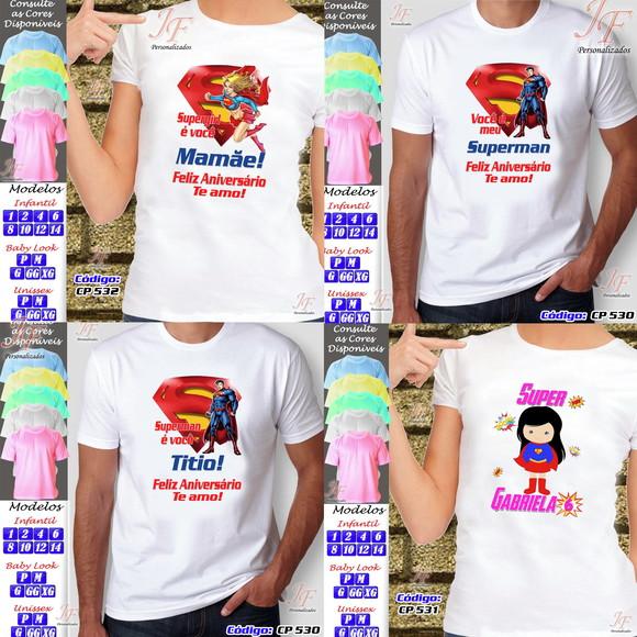 01 Camiseta Adulto Infantil Superman Personalizada