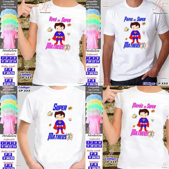 01 Camiseta Adulto Infantil Superman Personalizada