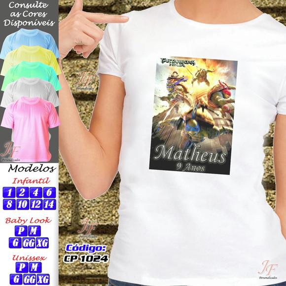 01 Camiseta Adulto Infantil Tartaruga Ninja Personalizada