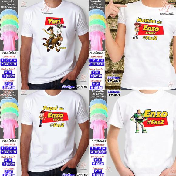 01 Camiseta Adulto Infantil Toy Story Personalizada