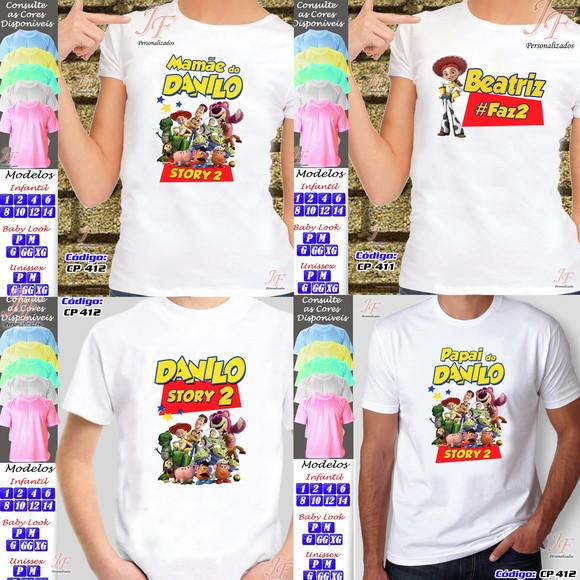 01 Camiseta Adulto Infantil Toy Story Personalizada