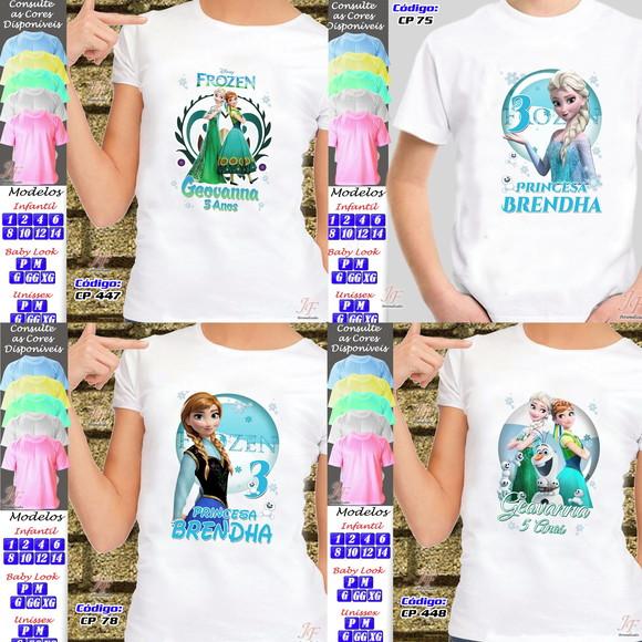 01 Camiseta Frozen Adulto Infantil Personalizada
