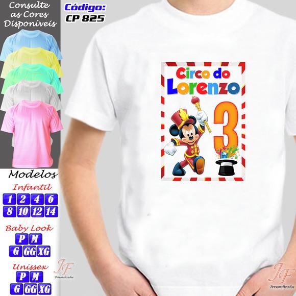 01 Camiseta Personalizada Adulto Circo do Mickey Mouse
