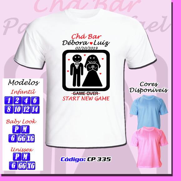 01 Camiseta Personalizada Chá Bar New Game Game Over