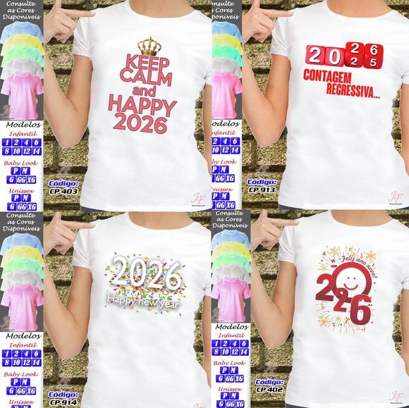 01 Camiseta Personalizada Feliz Natal Ano Novo Reveillon