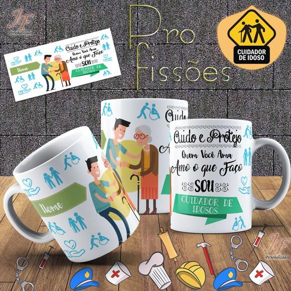 01 Caneca Cerâmica 350 ml Personalizada Cuidador de Idosos